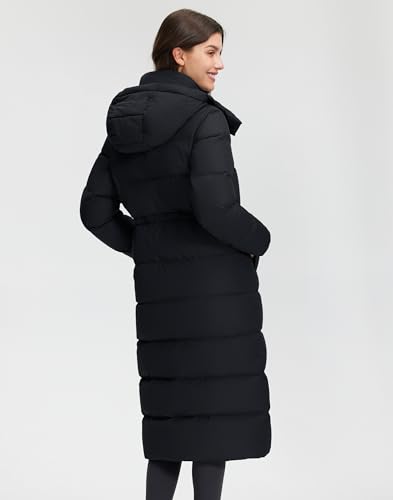 Pioneer Camp Women's Thickened Long Down Jacket 650+ Fill Power Puffer Jacket Winter Coat Parka Jacket with Hood - color: Black, size: Small