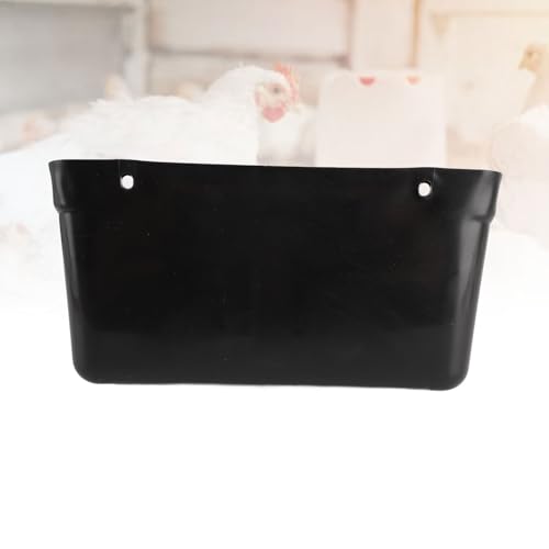 Hanging Poultry Feeder with Clips | Large Capacity Plastic Chicken/Duck/Goose Feeder | Long - Lasting Livestock Waterer Trough for Farms & Coops | Fence Mount Design, Black