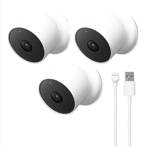 Google Nest Cam Outdoor or Indoor, Battery - 2nd Generation - 3 Pack + Extra Replacement Cable - size: 3 Count (Pack of 1), style: Nest Cam (Outdoor or Indoor, Battery)
