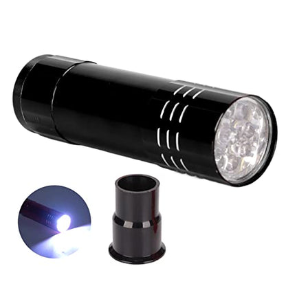 SUNGOOYUE Egg Candler Tester, Metal and Plastic LED Cool Light Egg Tester, Detachable Cone Spot Light, Battery Powered for Quail Duck Goose Chicken Eggs, Incubator Use (Black) - color: Black