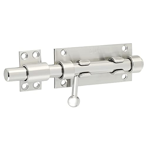 Alise 6 Inch Sliding Door Lock, SUS304 Stainless Steel Padlock-Style Gate Latch,Thickened Heavy Door Lock Latch, Security Slide Latch Lock for Outdoor Fence,Window,Shed Door - color: Brushed, size: 6 Inch (Regular)