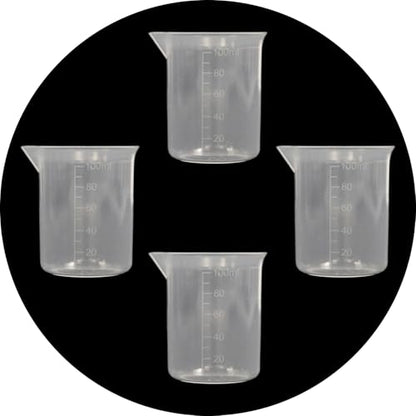 4Pcs 100ML Reusable Plastic Measuring Cup, Beaker Tip and Pour Measuring Containers for Kitchen Cooking Medicine Measure Tool - size: 100ML