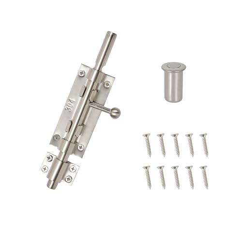 Barrel Bolt Latch, Slide Bolt Gate Latch, 6.3 Inch Sliver Slide Lock with Padlock Hole, Solid 304 Stainless Steel Heavy Duty Hardware for Wooden Fence Gates Interior Door Barn Door Window - color: Sliver 1 Pack, size: 6.3 Inch