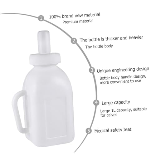 Plastic Lamb Feeding Bottle with Silicone Teats Vertical Design for Farmers High-Temperature Resistant and Versatile Feeding Supplies for Livestock and Pets