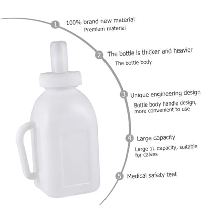 Plastic Lamb Feeding Bottle with Silicone Teats Vertical Design for Farmers High-Temperature Resistant and Versatile Feeding Supplies for Livestock and Pets
