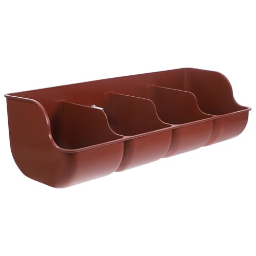 SEWACC Plastic Pig Feeder, 4-Compartment Pig Feeding Trough for Farm Livestock, Sturdy Polypropylene Piglet Manger for Grain and Water, 18 Inch Feeding Groove