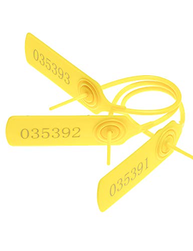 Pull-tite Security Seal Tamper Resistant Tags Plastic Padlock Sign Ties Numbered (Yellow, 100pcs) - color: Yellow