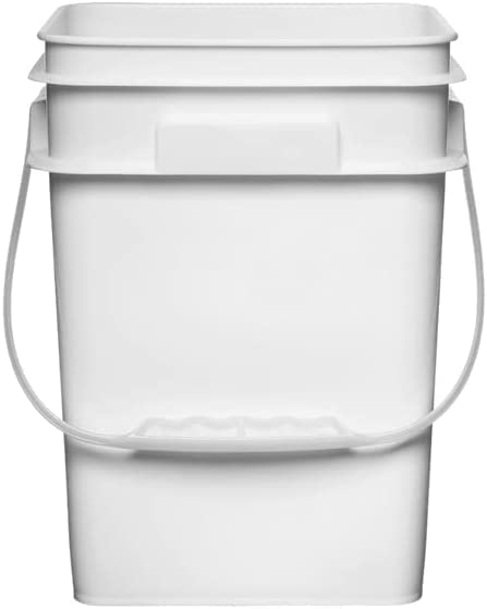House Naturals 4 Gallon Square Food Grade Bucket Pail with Plastic Handles and Lid (Pack of 3) Made in USA containers (Blue/Red/White) - color: Blue/Red/White