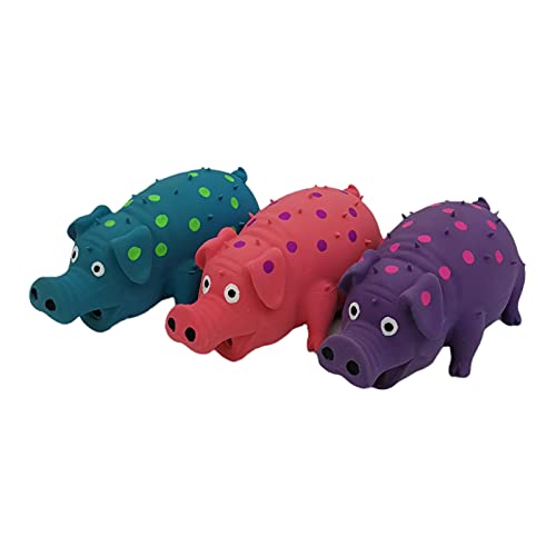 3 Pack Latex Pig Dog Toys that Oinks Dog Squeaky Toy for Small Medium Large Dogs (Red, Blue, Purple) - color: Red, Blue, Purple
