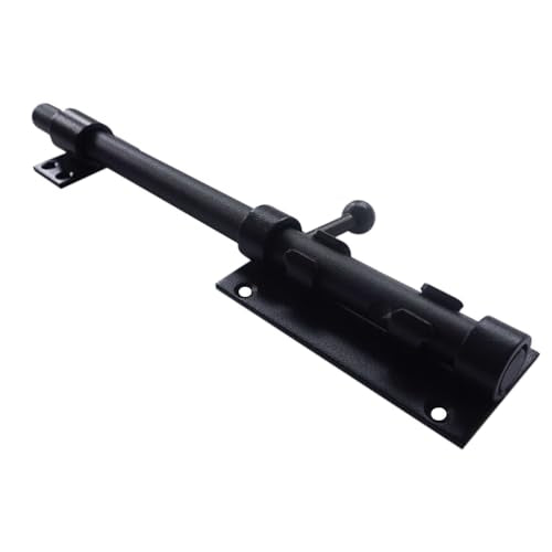 10Inch Slide Bolt Latch Black, Heavy Duty Barrel Bolt Latch with Padlock Hole, 304 Stainless Steel Sliding Bolt Gate Latch, Thickened Door Lock Hardware for Fence/Barn/Shed - size: 10 Inch