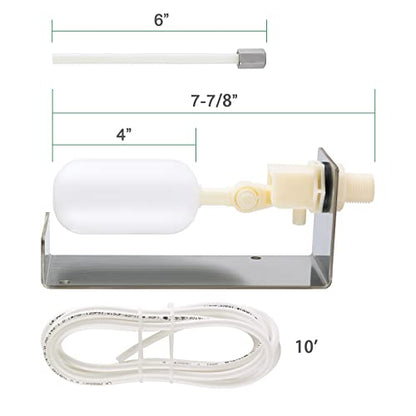 briidea Water Fountain Auto Fill System, Water Leveler Float Valve Kit, 1/4 Tube with Adjustable Arm for Outdoor Fountains, Gardens, Ponds
