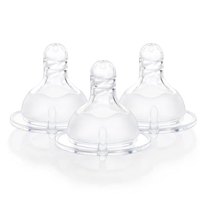 LittleForBig Silicone Soft Touch Adult Bottle Nipples Replacement Teat Compatible with LittleForBig Bottles - Spiral Texture 3-Pack