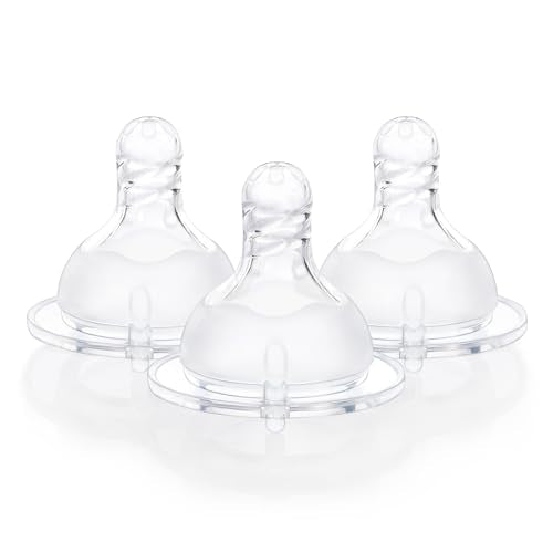 LittleForBig Silicone Soft Touch Adult Bottle Nipples Replacement Teat Compatible with LittleForBig Bottles - Spiral Texture 3-Pack