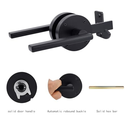 Double Sided Self-Locking Gate Latch-Heavy Duty Adjustable Stainless Steel Black, 2-in-1Door Handle&Two-Way Lock,WoodenFences,Pools,Gardens,Backyards,Barns(Applicable to the Right Side Door 1pack)