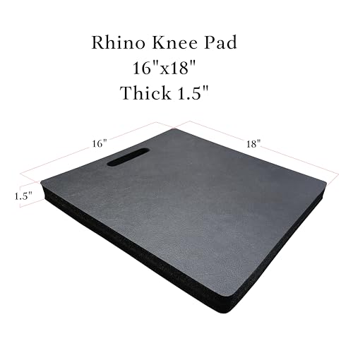 Rhino Mats® Knee Pad – Extra-Thick 1.5” High-Density Foam Kneeling Pad, Waterproof, Non-Slip, Heavy-Duty Comfort Mat for Gardening, Construction, Yoga, Bath Time, and Home Repairs (Black, 16" X 18")