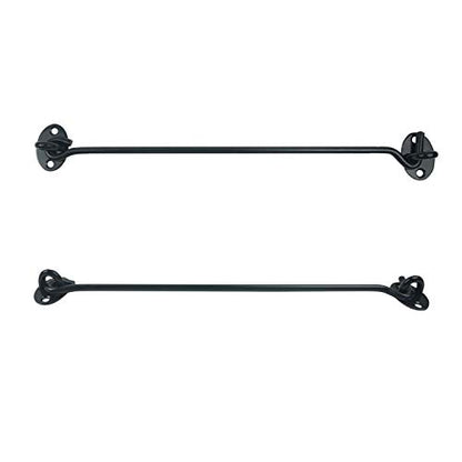 2PCS 12 Inch Stainless Steel Barn Door Hook and Eye Latch Black, Long Privacy Cabin Door Swivel Window Hook, Heavy Duty Gate Latch Holder Easy Lock- for Sliding Door, Garage, Shed, Window - size: 12 Inch - Black