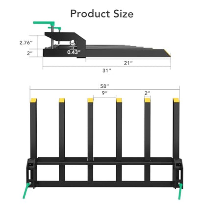 Clamp On Debris Forks 60" Bucket, 4000 lbs Capacity Heavy Duty Clamp On Pallet Forks Bucket Attachments, Fit for Loader Bucket Skidsteer Tractor - size: 60 inch Debris Forks2