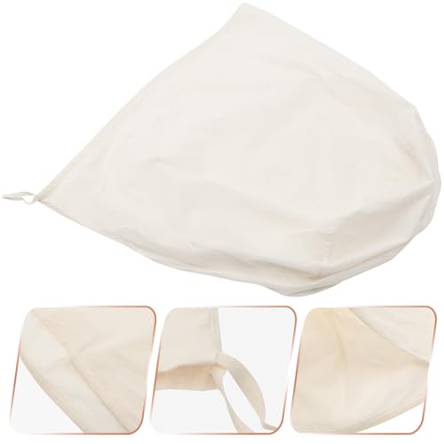 Cotton Nut Milk Filter Bag Large Mesh Drawstring Brew Bag Food Grade Soy Milk and Wine Filter Pouch Cylindrical 50×60cm for Brewing and Straining