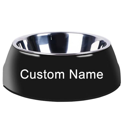 Personalized Stainless Steel Dog & Cat Food/Water Bowls – Custom Pet Name, Non-Slip, Easy Clean Feeding Dishes with Separate Plates(Black) - color: Black
