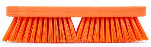 SPARTA Plastic Floor Scrub Brush, Brush Head Only, Deck Brush with ACME Standard Thread Fitting for Deck, Industrial Kitchens, and Hospitals, 10 Inches, Orange - color: Orange