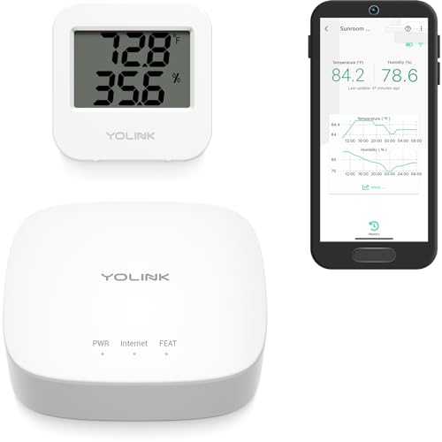 Smart Wireless Temperature Sensor/Humidity Sensor Wide Range (14 to 122 Degrees) for Fridge Monitoring Pet Cage/Tank Monitoring, Smartphone Alerts, Compatible with Alexa IFTTT - Hub Included - style: 1-Pack with Hub