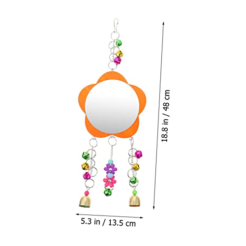 1Pc Chicken Mirror Hanging Bird Mirror with Bell Pet Cage Accessory for Chickens and Birds Fun and Interactive for Coop Garden Farm Use