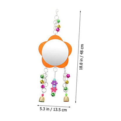 1Pc Chicken Mirror Hanging Bird Mirror with Bell Pet Cage Accessory for Chickens and Birds Fun and Interactive for Coop Garden Farm Use