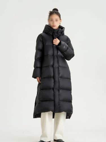 Women's Winter Windproof and Warm Hood Down Jackets Extended Knee Length Loose Fitting Jacket - size: Large