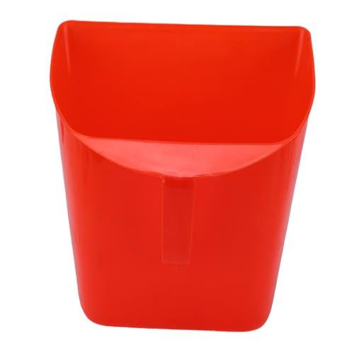 Yunseity Large Feed Shovel, Red Reusable Scoop with PP Material, Side Handle for Sand Ice Cereals Livestock Dry Food, 9.3 x 3.7 x 10.4in, Enclosed Bucket Scoop for Convenience