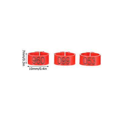 100 Piece Numbered Bird Leg Rings, 001 to 100 Plastic Poultry Identification Bands, Clip on Leg Rings for Chicks, Pigeons, Bantams and Finches(10mm) - size: 10mm