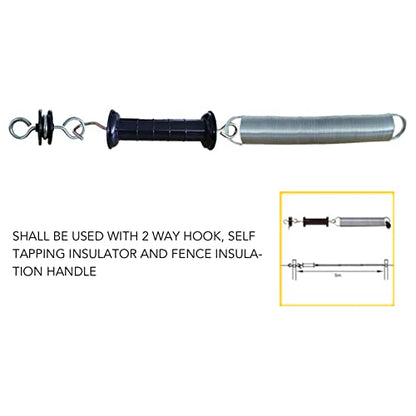 2 Pcs Stainless Steel Electric Fence Gate Handle with Insulators with Spring, Handle Heavy Duty Electric Fence Gate Handle, 16 Feet Tension Livestock Fence Spring for Pasture