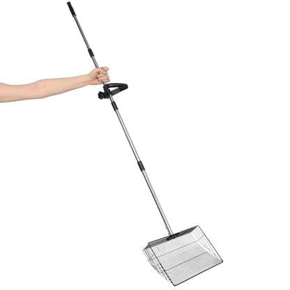 MAGICLULU Heavy Duty Stainless Steel Scooper with Long Handle 38cm for Backyard Farms and Chicken Coop Cleaning, Easy to Litter Scoop for Poultry Manure