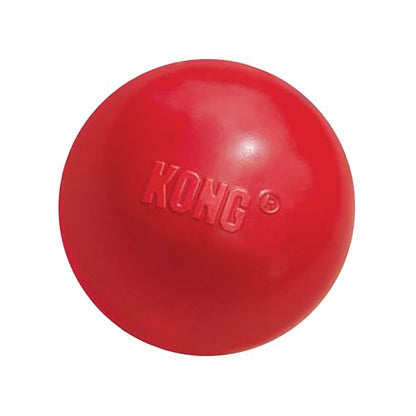 KONG Ball with Hole - Durable Dog Fetch Toy for Training, Interactive Playtime & More - Classic KONG Natural Rubber Ball - Red - For Small Dogs - size: Small