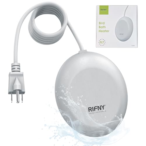 200W Bird Bath Heater for Outdoors in Winter, RIFNY Birdbath Deicer Water Heater Submersible for Bird Chicken Drinking with Thermostatically Control and Auto Shut-Off, Full-Covered Aluminum, 10FT Cord - size: 200W