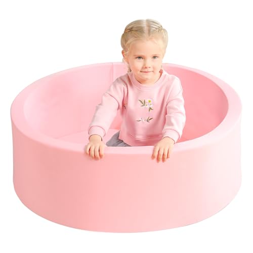 TRENDBOX Memory Foam Sponge Indoor Round Ball Pit (NO Balls) for Toddler Children (Light Pink) - color: Light Pink, size: 90CM