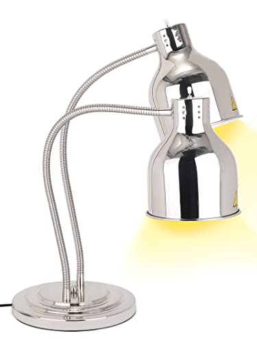 Stainless Steel Food Warmer Lamp Heat Lamp with Bulbs for Food Heating Lamp Commercial Food Buffet Warmer Lamp Restaurant Food Service - color: Silver
