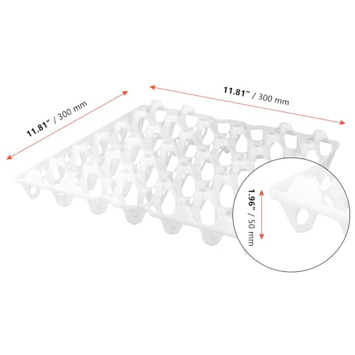 SINJEUN 15 Pack Plastic Egg Tray, 30 Cells Plastic Egg Flats, Stackable Egg Crates Holder for Storing, Sorting, and Shipping Eggs, White