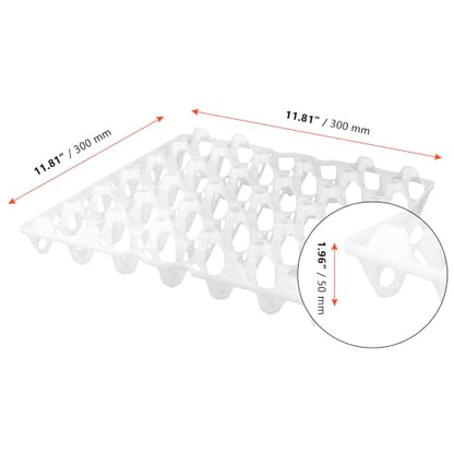 SINJEUN 15 Pack Plastic Egg Tray, 30 Cells Plastic Egg Flats, Stackable Egg Crates Holder for Storing, Sorting, and Shipping Eggs, White