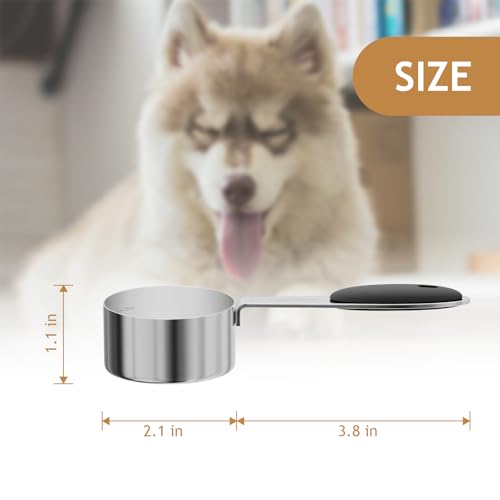 LEIFENY 1PCS 1/4CUP(59ml) Dog Cat Food Scoop, Stainless Steel Measuring Cup, Metal Pet Scooper with Inner Precision Scale Measurement - size: 1/4 cup