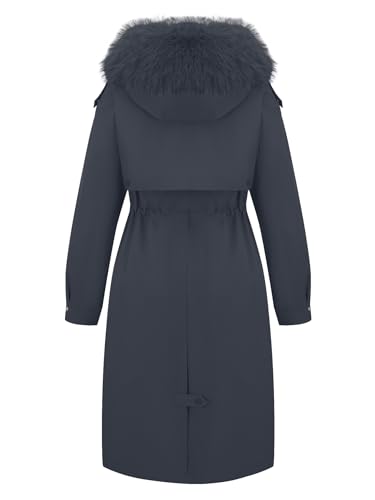 Bellivera Women's Plus Size Parka Jacket Long Winter Warm Hooded Zipper Coat - color: D.blue Parka, size: 4X