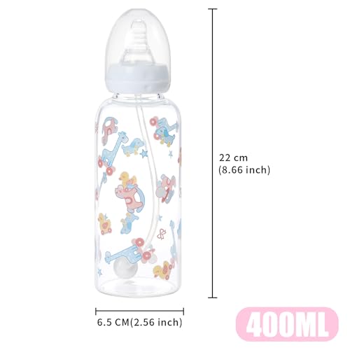 CutiePlusU Adult Glass Feeding Bottle Cute Printed Large Size Baby Bottles Rocking Fun 13.5Oz/400ML - color: Bottles Rocking