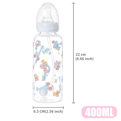 CutiePlusU Adult Glass Feeding Bottle Cute Printed Large Size Baby Bottles Rocking Fun 13.5Oz/400ML - color: Bottles Rocking