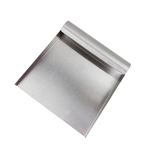 Stainless Steel Scooper for Food, Large One-Piece Cast Square Food Scoop with Sides, 5.9 Inch Metal Ice Scooper, Cutting-board Scraper, Flour Utility Scoop with Multi-Purpose Use, Silver