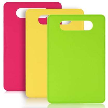 Luckyiren Plastic Cutting Board Set, 3 Pack Small Chopping Boards for Kitchen, BPA-Free, Dishwasher Safe, Color Coded Boards Pads for Meat Vegetable Fruit, Easy Grip Handle, Non-Slip, Space Saving - color: Green/Red/Yellow; 3-Pack