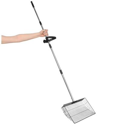 Metal Scooper with Long Handle Chicken Coop Cleaning Shovel Heavy Duty Poultry Manure Scoop for Farm and Home Use 38cm