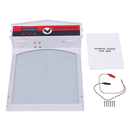 Automatic Chicken Coop Door with Timer&Light Sensor Weatherproof Chicken Door Opener Kit with LCD Screen Anti-Pinching Protect Function