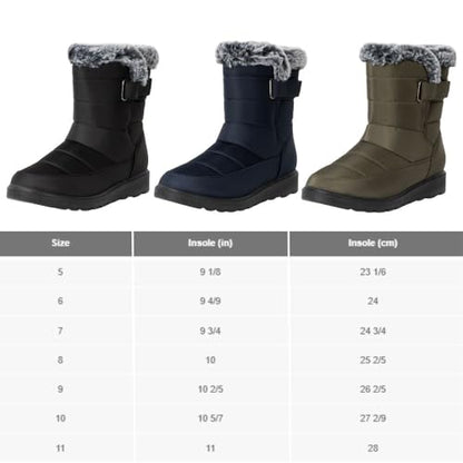 Alpine Swiss Lexie Women’s Snow Boots | Waterproof Faux Fur Lined | Warm Cozy Winter Booties | Anti-Slip Sole | Stylish Outdoor Shoes - color: Black, size: 7