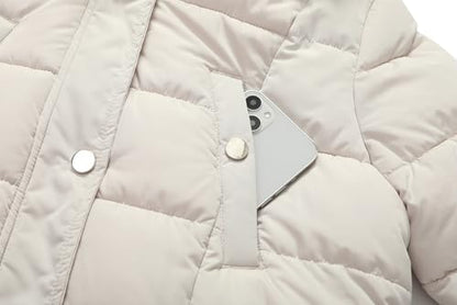 MOERDENG Women's Waterproof Long Winter Coat Thickened Down Alternative Jacket Warm Puffer Jacket Parka - color: Beige, size: Small