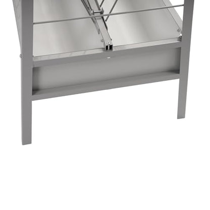 Pasture Hay Feeder 2 in 1 55 Gallon Livestock Feed Trough with 22 | Gallon Feed Pan Hay Grain Livestock Feeder for Sheep, Calf, Cow and Horse - color: Silvery