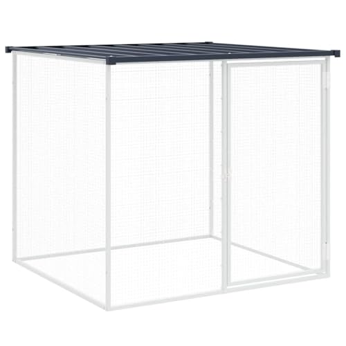 vidaXL Chicken Cage with Roof, Metal Chicken Coop, Chicken Run Animal House for Outdoor Farm Garden Lawn, Anthracite Galvanized Steel - color: Anthracite, size: 40.6"L x 38.6"W x 35.4"H